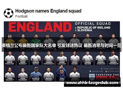 英格兰公布最新国家队大名单 引发球迷热议 最新消息与时间一览